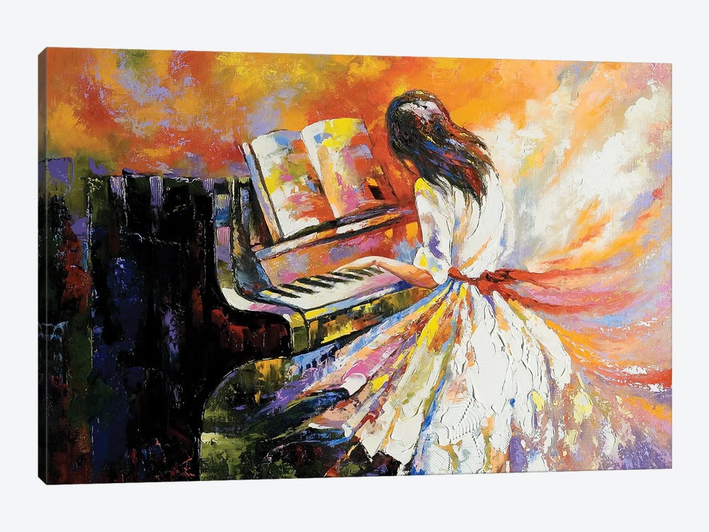 The Girl Playing On The Piano by balaikin 1-piece Canvas Print
