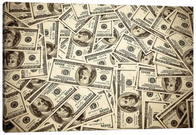 One Hundred Dollar Bills Canvas Art Print - Money Collection