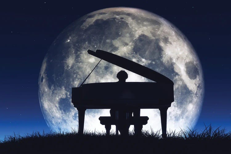 Silhouette Of A Man Playing The Piano