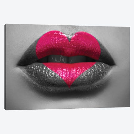 Pattern In Shape Of Heart On Lips Canvas Print #DPT174} by ponomarencko Canvas Art