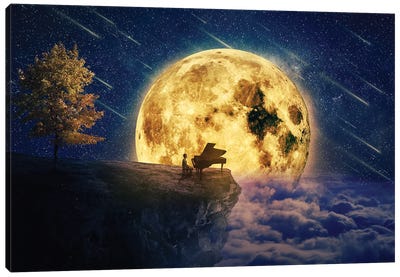 Midnight Piano Lullaby Canvas Art Print - Fine Art Collection