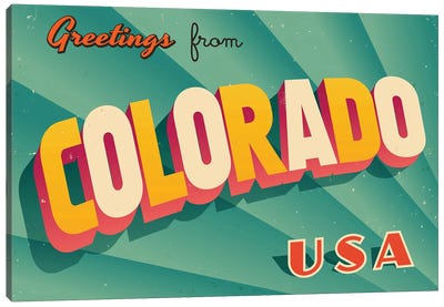 Greetings From Colorado Canvas Art Print - Places Collection