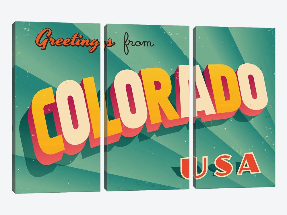 Greetings From Colorado by RealCallahan 3-piece Canvas Art