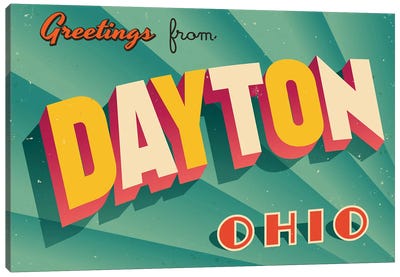 Greetings From Dayton Canvas Art Print - Places Collection