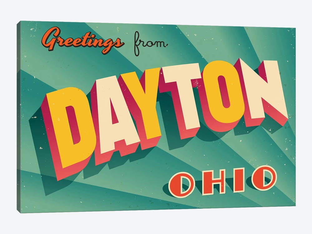 Greetings From Dayton by RealCallahan 1-piece Canvas Wall Art