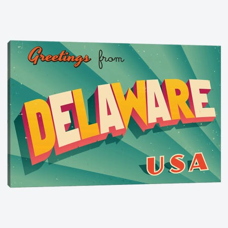 Greetings From Delaware Canvas Print #DPT182} by RealCallahan Canvas Artwork