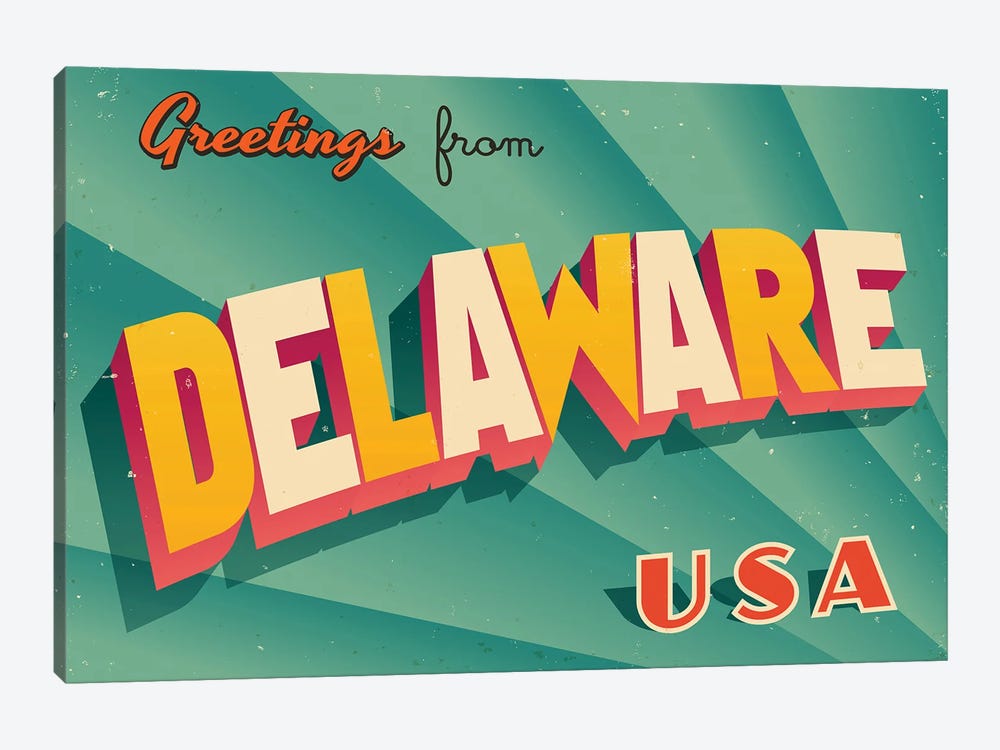 Greetings From Delaware by RealCallahan 1-piece Canvas Art