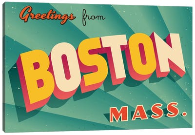 Greetings From Boston Canvas Art Print