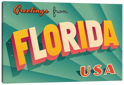 Greetings From Florida Canvas Art Print - Places Collection