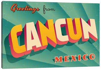 Greetings From Cancun Canvas Art Print