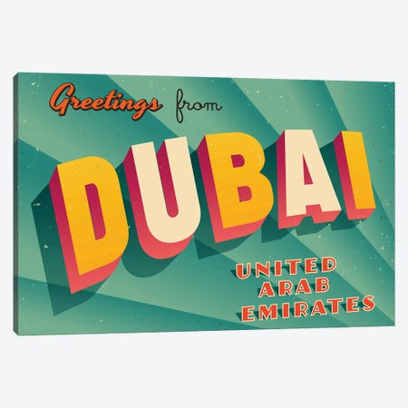 Greetings From Dubai Canvas Print #DPT191} by RealCallahan Art Print