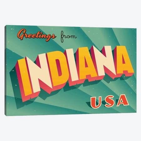 Greetings From Indiana Canvas Print #DPT193} by RealCallahan Canvas Art Print