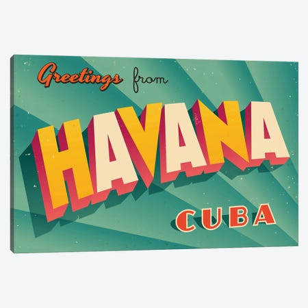Greetings From Havana Canvas Print #DPT194} by RealCallahan Canvas Artwork