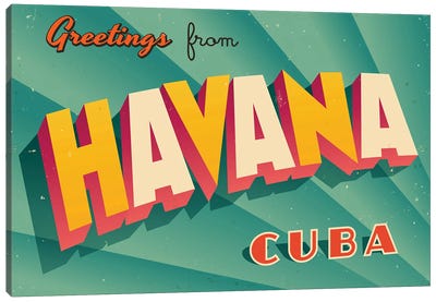 Greetings From Havana Canvas Art Print - Places Collection