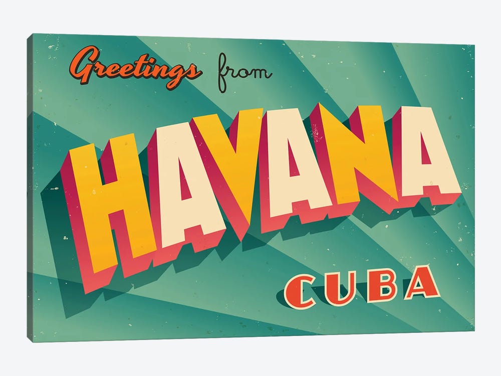 Greetings From Havana by RealCallahan 1-piece Canvas Print