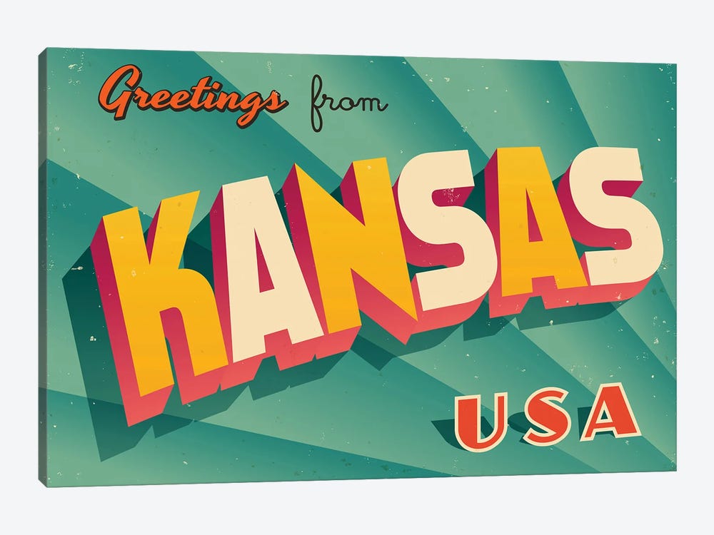 Greetings From Kansas by RealCallahan 1-piece Canvas Print