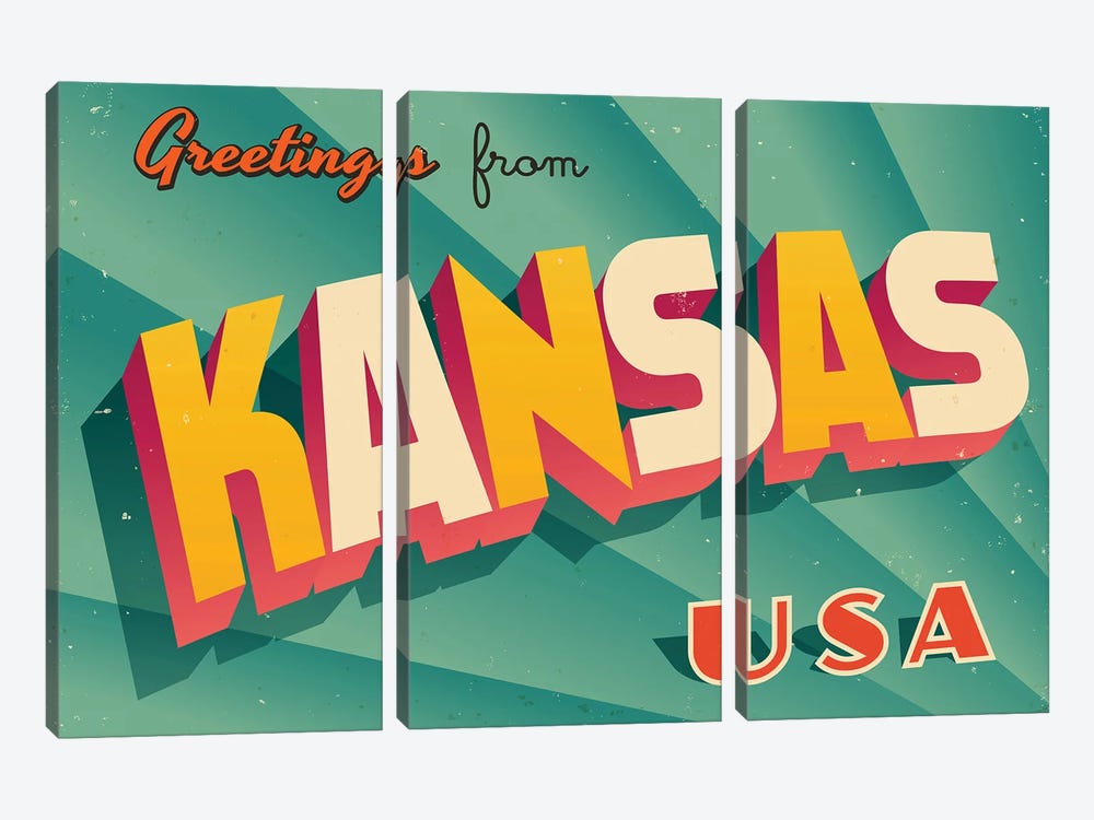 Greetings From Kansas by RealCallahan 3-piece Art Print