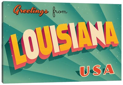 Greetings From Louisiana Canvas Art Print - Places Collection