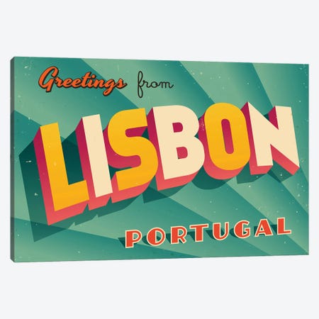 Greetings From Lisbon Canvas Print #DPT201} by RealCallahan Canvas Print
