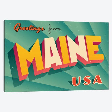Greetings From Maine Canvas Print #DPT203} by RealCallahan Canvas Art Print