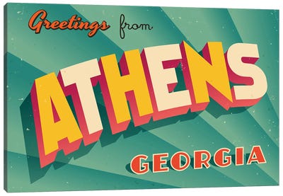 Greetings From Athens, Georgia Canvas Art Print - Places Collection