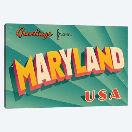 Greetings From Maryland Canvas Print #DPT206} by RealCallahan Canvas Wall Art