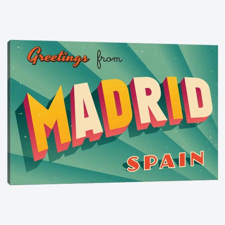 Greetings From Madrid Canvas Print #DPT207} by RealCallahan Canvas Wall Art