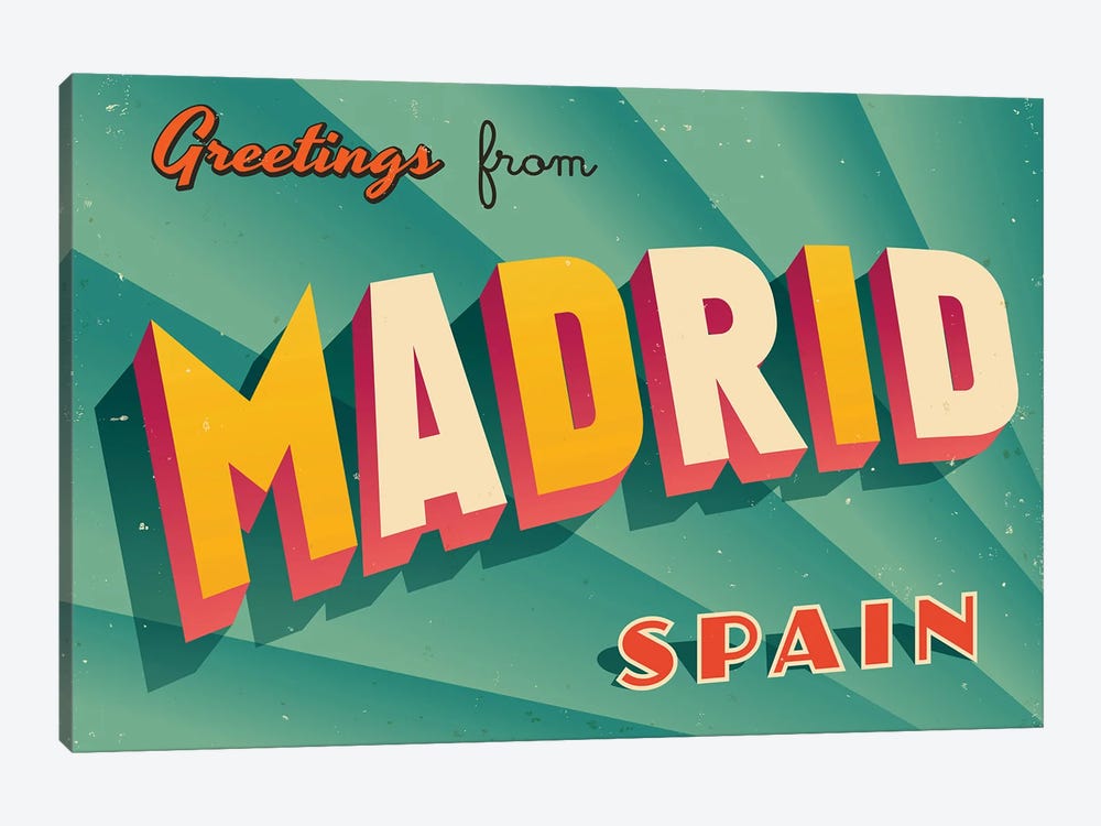Greetings From Madrid by RealCallahan 1-piece Canvas Art Print
