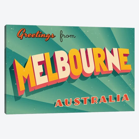 Greetings From Melbourne Canvas Print #DPT208} by RealCallahan Canvas Print