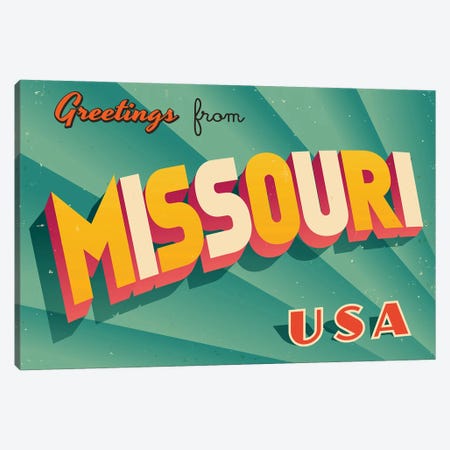 Greetings From Missouri Canvas Print #DPT218} by RealCallahan Canvas Wall Art