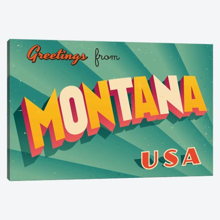 Greetings From Montana Canvas Print #DPT220} by RealCallahan Art Print