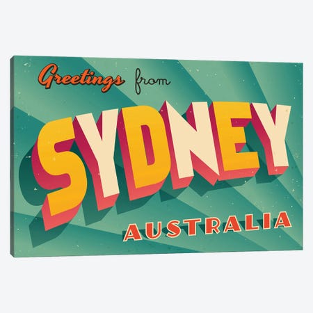 Greetings From Sydney Canvas Print #DPT222} by RealCallahan Canvas Art Print