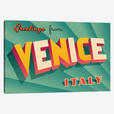 Greetings From Venice Canvas Print #DPT226} by RealCallahan Canvas Artwork