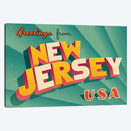 Greetings From New Jersey Canvas Print #DPT227} by RealCallahan Canvas Wall Art