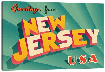 Greetings From New Jersey Canvas Art Print - New Jersey Art