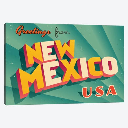 Greetings From New Mexico Canvas Print #DPT228} by RealCallahan Art Print