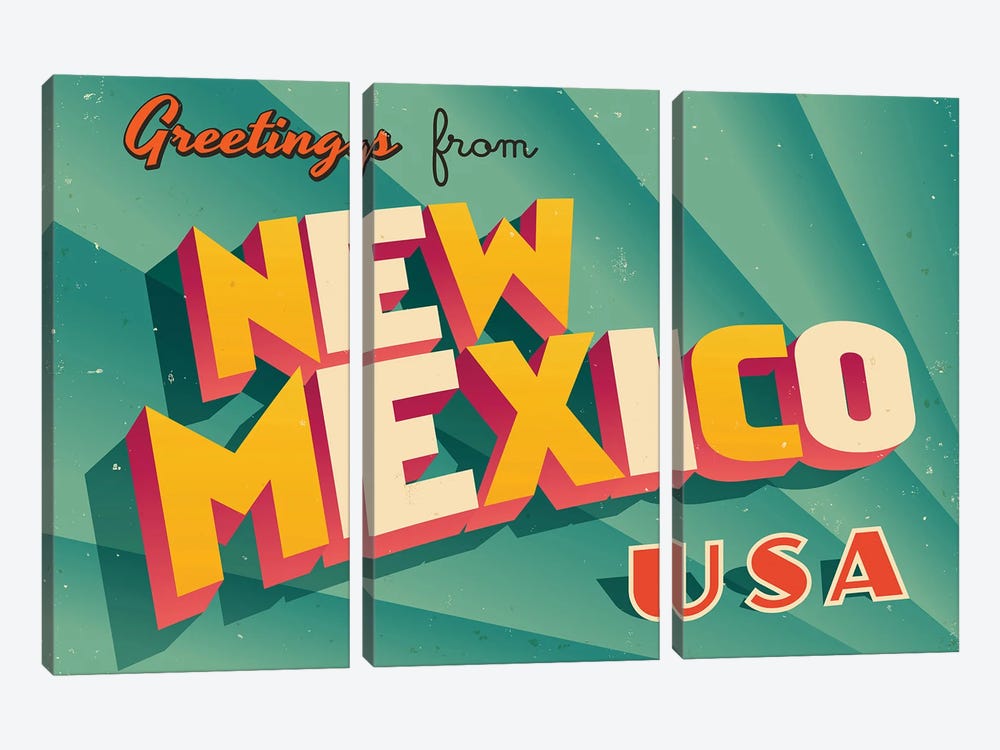 Greetings From New Mexico by RealCallahan 3-piece Canvas Art