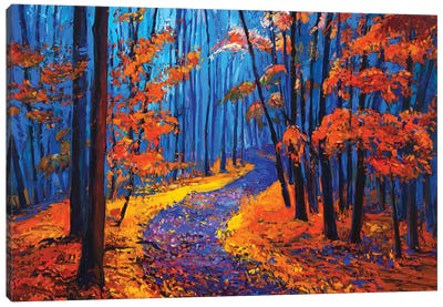 Autumn Landscape Canvas Art Print - Trail, Path & Road Art