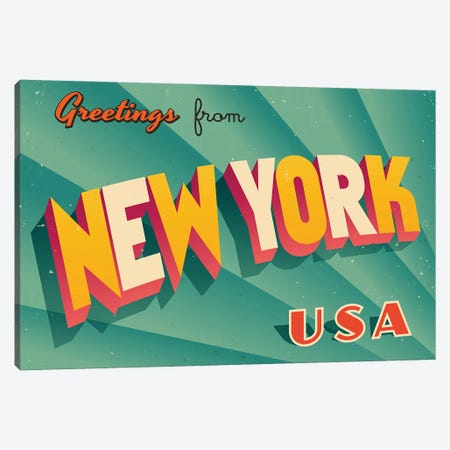 Greetings From New York Canvas Print #DPT230} by RealCallahan Canvas Artwork
