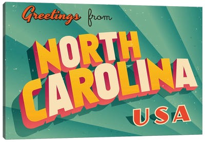 Greetings From North Carolina Canvas Art Print - Places Collection