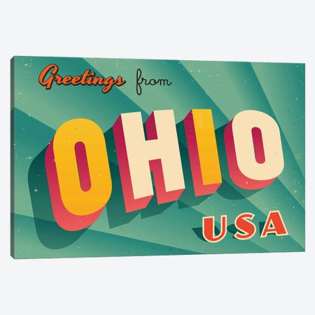 Greetings From Ohio Canvas Print #DPT234} by RealCallahan Canvas Art Print