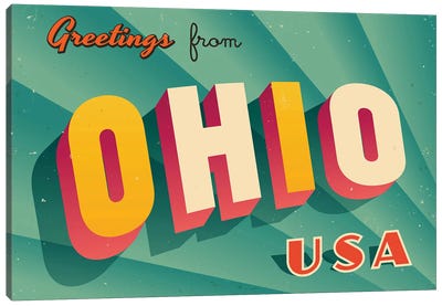 Greetings From Ohio Canvas Art Print - Places Collection