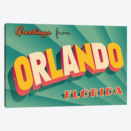 Greetings From Orlando Canvas Print #DPT237} by RealCallahan Canvas Art Print