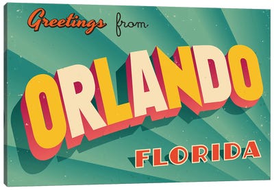 Greetings From Orlando Canvas Art Print - Places Collection