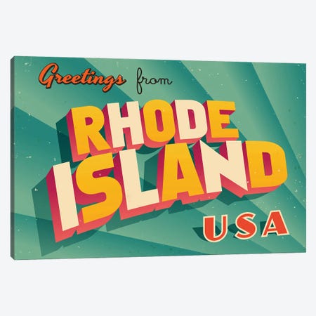 Greetings From Rhode Island Canvas Print #DPT239} by RealCallahan Canvas Art