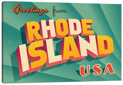 Greetings From Rhode Island Canvas Art Print - Rhode Island Art
