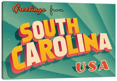 Greetings From South Carolina Canvas Art Print - Places Collection