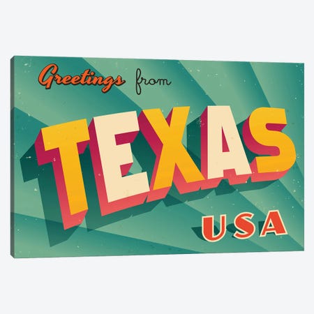 Greetings From Texas Canvas Print #DPT243} by RealCallahan Canvas Art Print