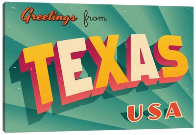 Greetings From Texas Canvas Art Print - Places Collection