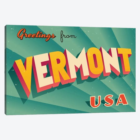 Greetings From Vermont Canvas Print #DPT245} by RealCallahan Canvas Wall Art
